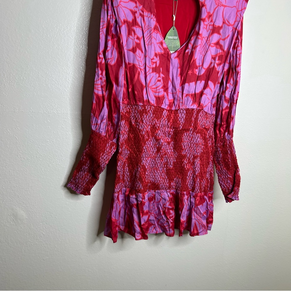 NWT Farm Rio Living Nature Heart Cutout Smocked Mini Dress Size Medium - Picture 11 of 16